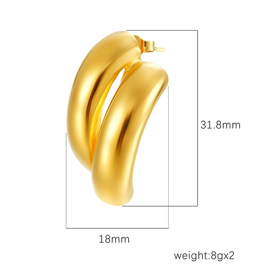 1 Pair IG Style Exaggerated Geometric Solid Color Plating 304 Stainless Steel 18K Gold Plated Ear Studs