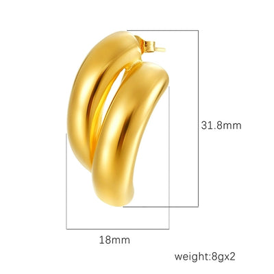 1 Pair IG Style Exaggerated Geometric Solid Color Plating 304 Stainless Steel 18K Gold Plated Ear Studs