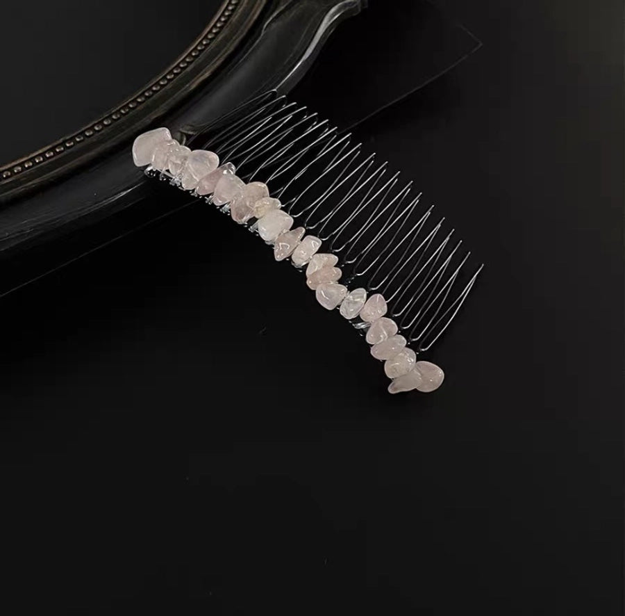 retro ethnic style geometric crystal handmade insert comb