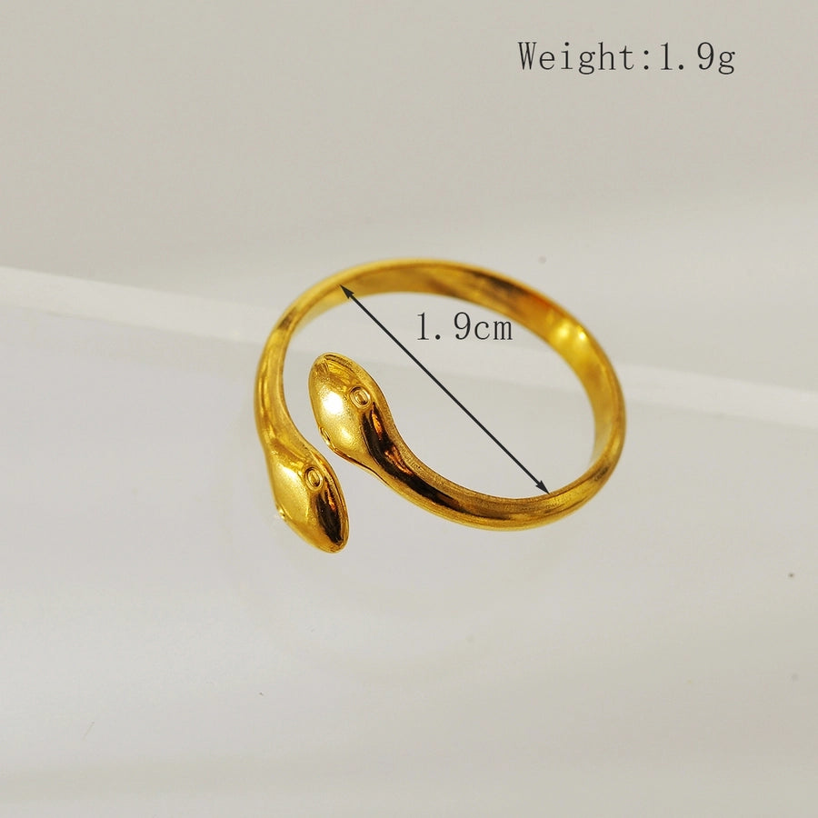 Jewelry Elegant Simple Style Snake 304 Stainless Steel 18K Gold Plated Open Rings