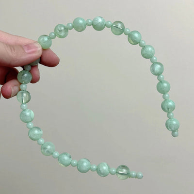 Listen to Bamboo Yin ~ New Chinese Ice Penetrating Green Imitation Jade Beaded Hair Hoop Female Advanced Sense Niche Design Hair Card Head Hoop