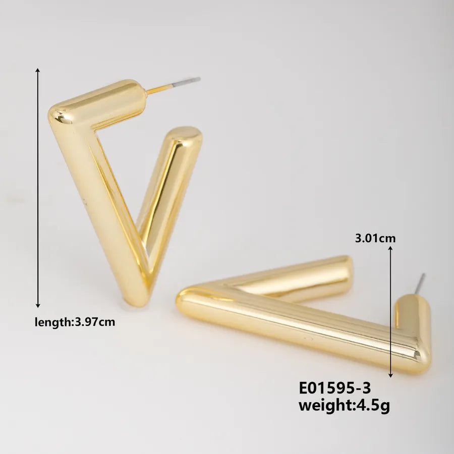 1 Pair Basic Classic Style Geometric Star Heart Shape Irregular CCB K Gold Plated Stud Earrings