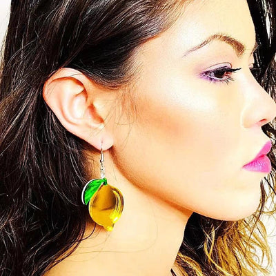 Acrylic Sheet Lemon Earrings Summer Vacation Acrylic Women Jewelry Earrings Trendy Fruit Earrings