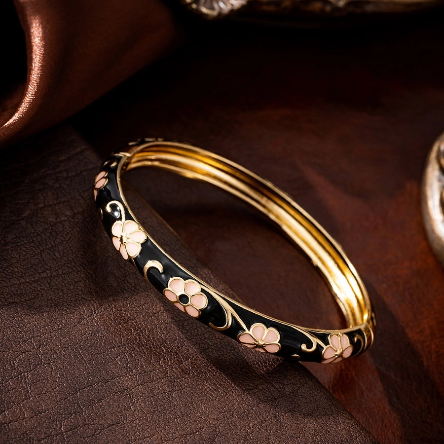 Jewelry Retro Flower Copper Bangle