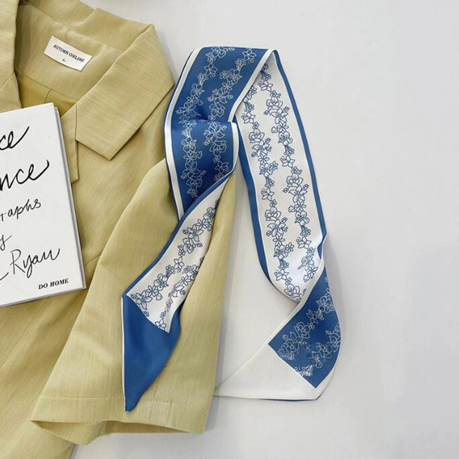 women's sweet letter plaid flower silk scarf printing hair band