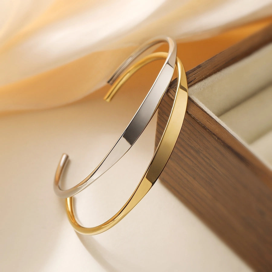 Retro Simple Style Commute Geometric 304 Stainless Steel Cuff Bracelets In Bulk