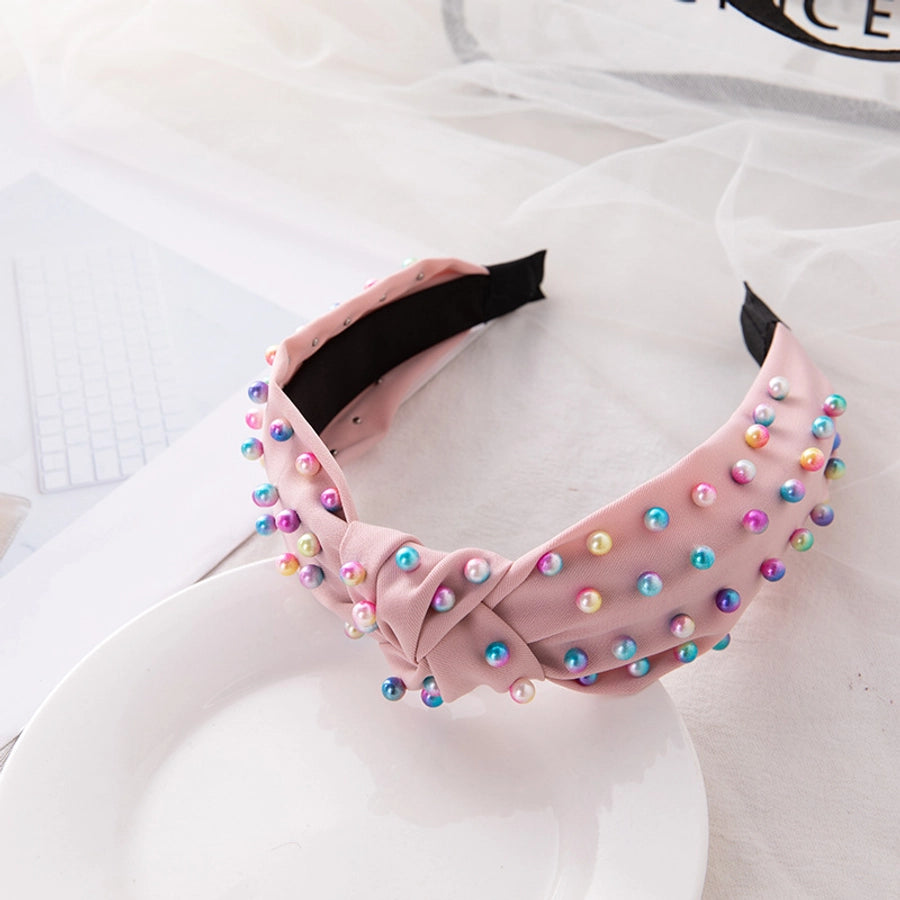 retro knot four-sided bomb inlay beads hair band 1 piece