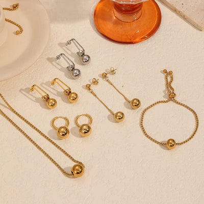 Jewelry IG Style Classic Style Round 304 Stainless Steel 18K Gold Plated Polishing Plating Jewelry Set
