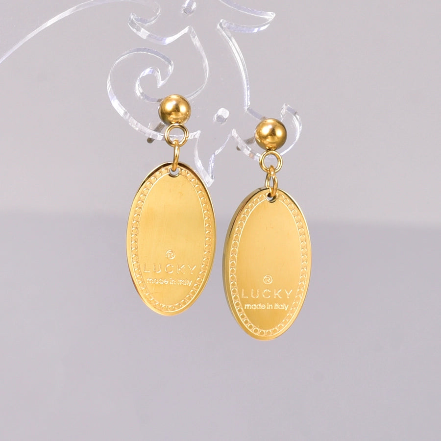 1 Pair Retro Classic Style Oval Heart Shape 304 Stainless Steel 18K Gold Plated Drop Earrings