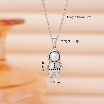 Jewelry Cute IG Style Astronaut Starry Sky 304 Stainless Steel Copper Necklace