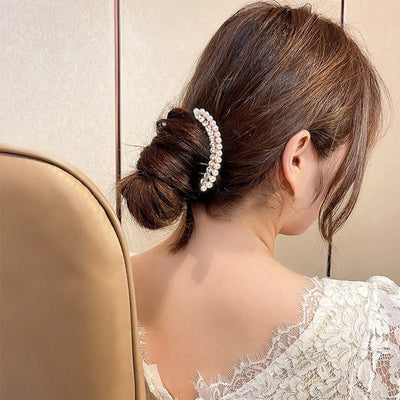 Korean fashion simple five-tooth rhinestone hair accessories pearl headdress travel accessories bride headdress hair