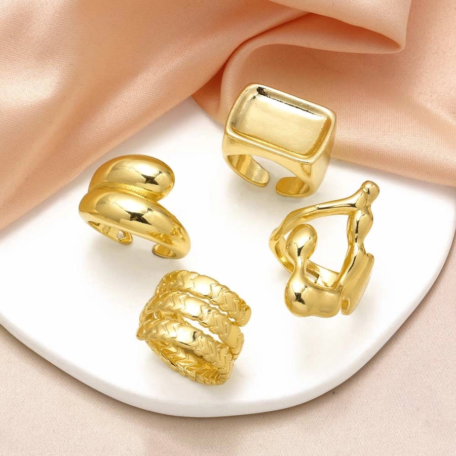 Copper 18K Gold Plated Plating Irregular Open Rings