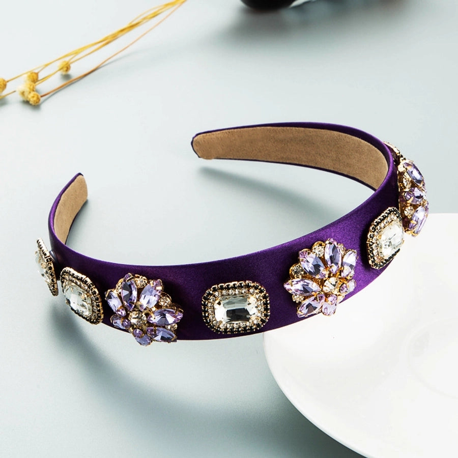 baroque style rhinestone glass diamond wide-brim headband