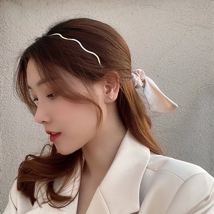 simple style solid color metal polishing hair band