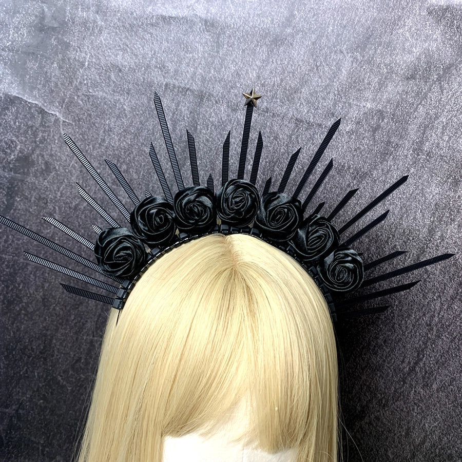 retro star crown flower plastic resin hair band
