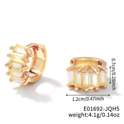 1 Pair Casual Glam Shiny Solid Color Inlay Copper Zircon K Gold Plated Rhodium Plated Ear clip