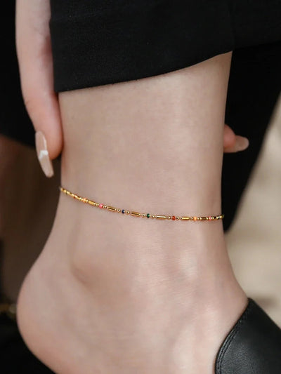 Jewelry Pastoral Simple Style Geometric 304 Stainless Steel Enamel Bracelets Anklet