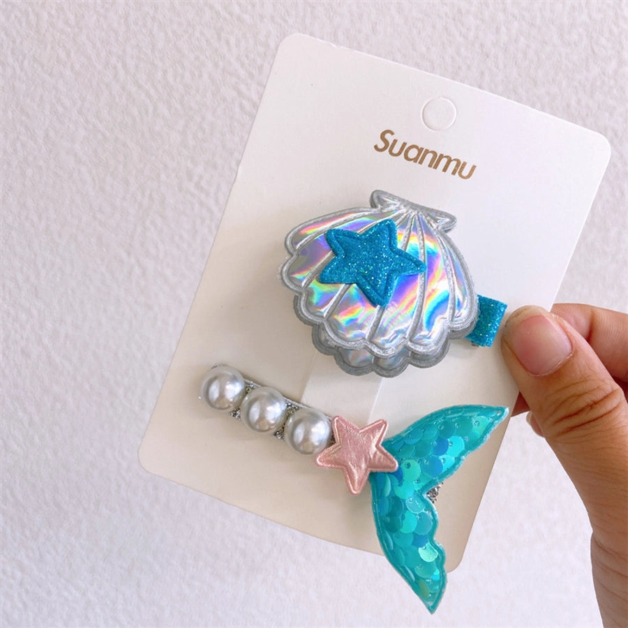 Girl'S Simple Style Classic Style Mermaid Cloth Contrast Collar Hair Clip