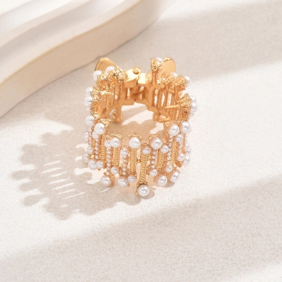 Pearl Diamond-Embedded High Ponytail Grip Anti-Collapse Fixed Gadget Ponytail Clip Barrettes Female Summer Bun Claw Clip Hairpin