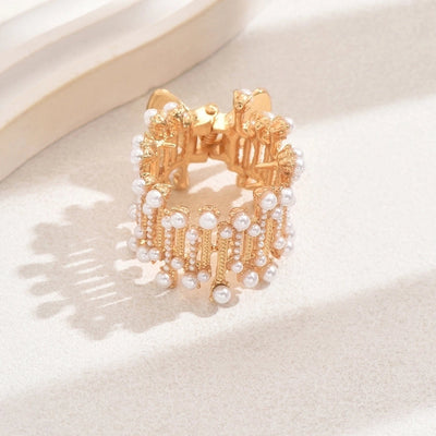 Pearl Diamond-Embedded High Ponytail Grip Anti-Collapse Fixed Gadget Ponytail Clip Barrettes Female Summer Bun Claw Clip Hairpin