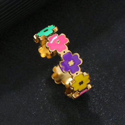 Jewelry Sweet Star Flower Butterfly Titanium Steel Open Rings