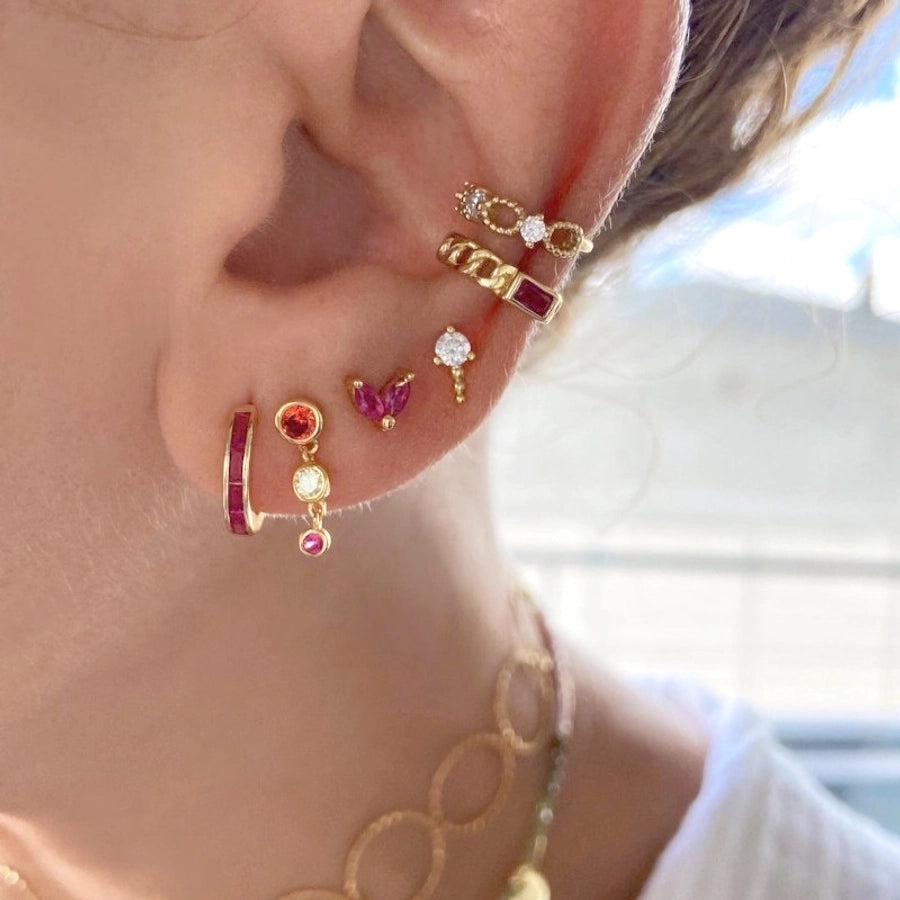 1 Pair Casual Elegant Geometric Copper Zircon Drop Earrings Ear Studs