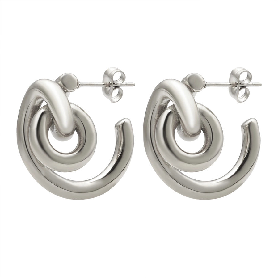 1 Pair Elegant C Shape Color Block Titanium Steel Ear Studs