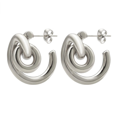 1 Pair Elegant C Shape Color Block Titanium Steel Ear Studs