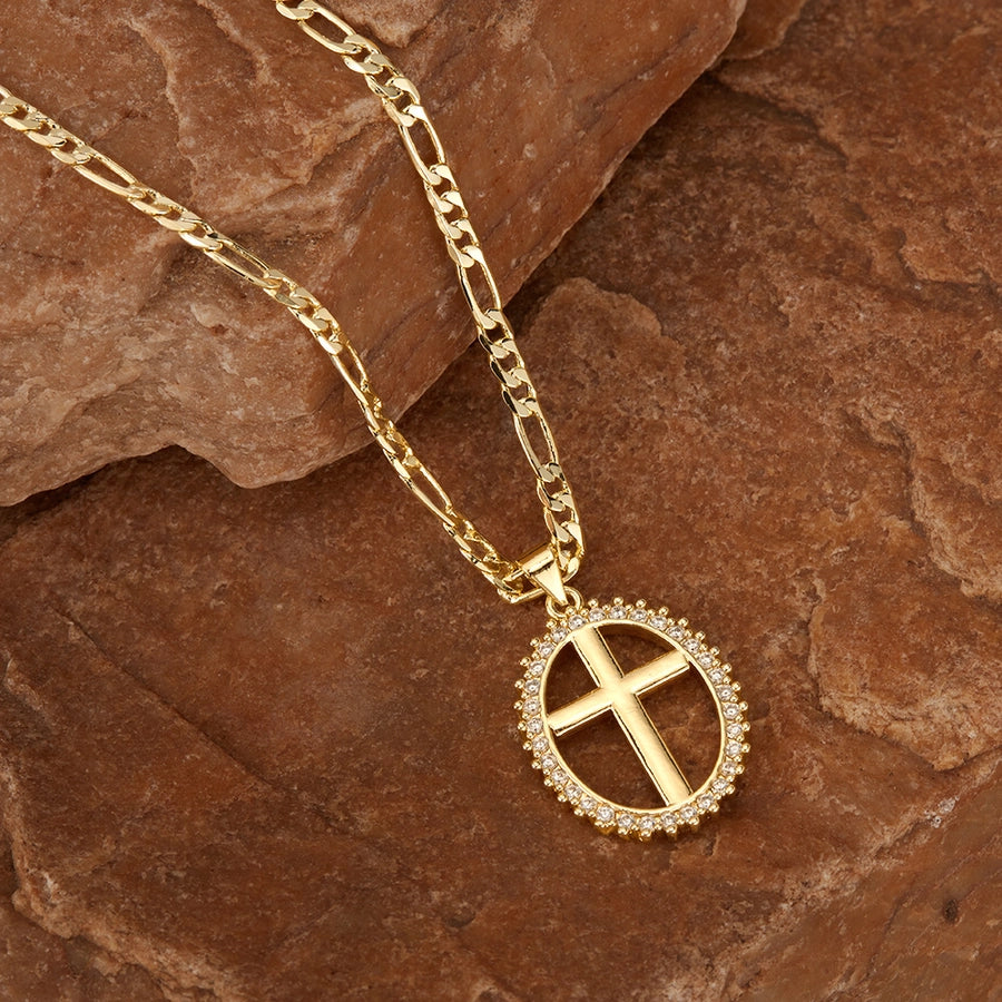Jewelry French Style Simple Style Cross Copper 14K Gold Plated Pendant Necklace