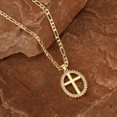 Jewelry French Style Simple Style Cross Copper 14K Gold Plated Pendant Necklace
