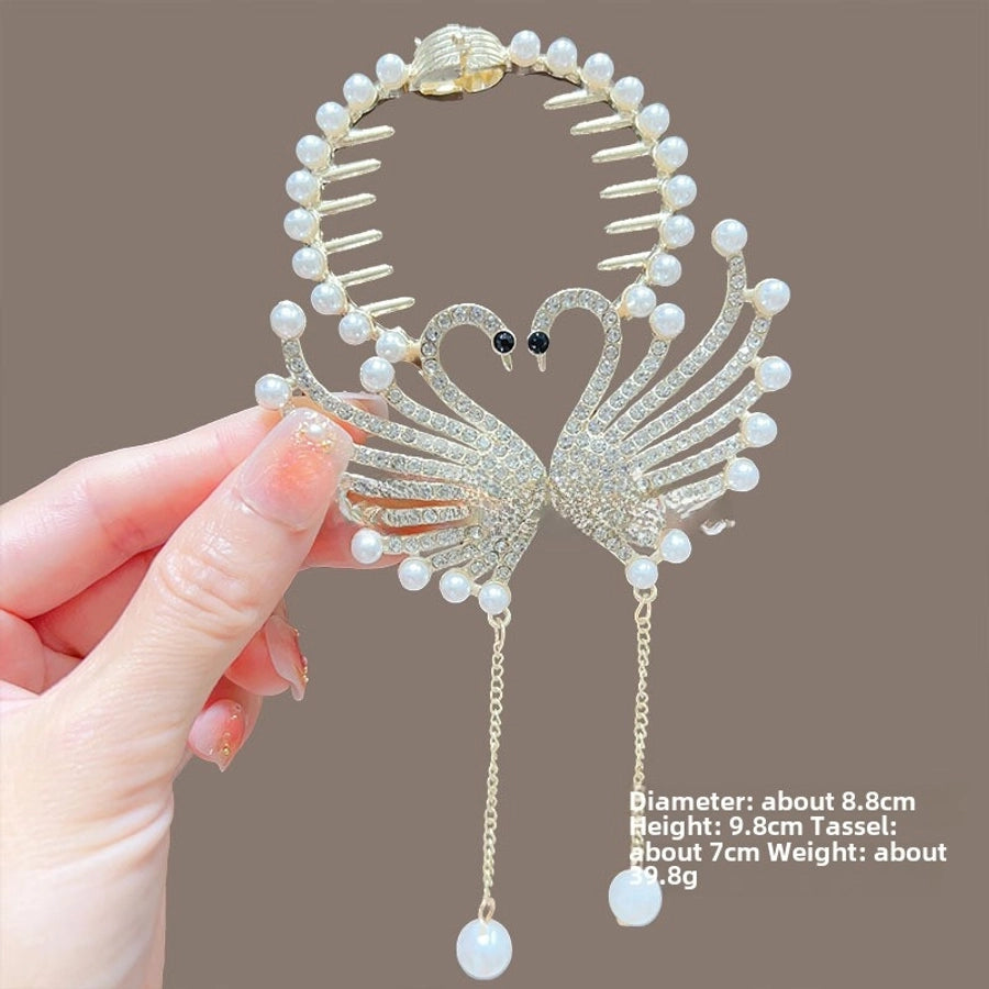 Children's ball head fixed artifact Pearl Rhinestone grip clip does not hurt the hair back of the head ponytail buckle girl hairpin headdress