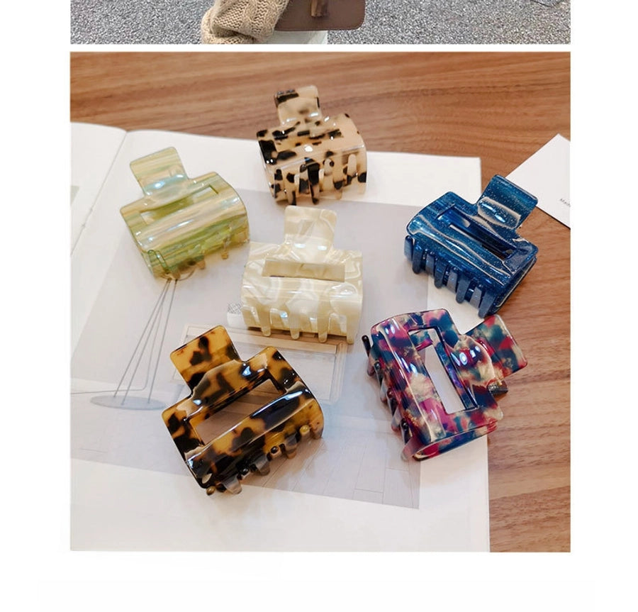 Korean-style Simple Leopard Print Small and Medium-sized Acetic Acid Clip Headwear Shark Clip for Women