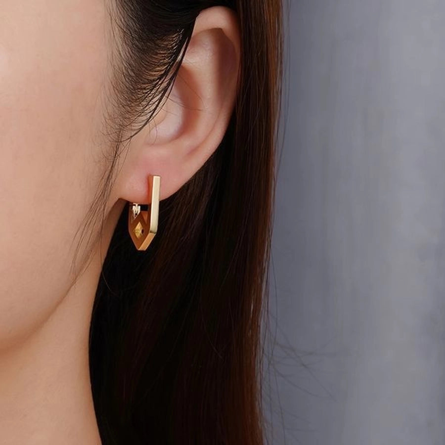 1 Pair IG Style Geometric Solid Color Plating 304 Stainless Steel 18K Gold Plated Earrings