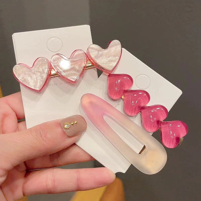 Women's Cute Heart Shape Arylic Alloy Hair Clip