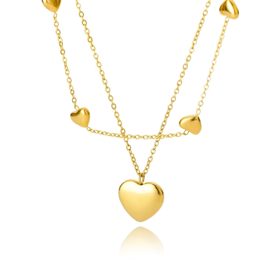 Jewelry Vintage Style Heart Shape 304 Stainless Steel Copper 18K Gold Plated Pendant Necklace