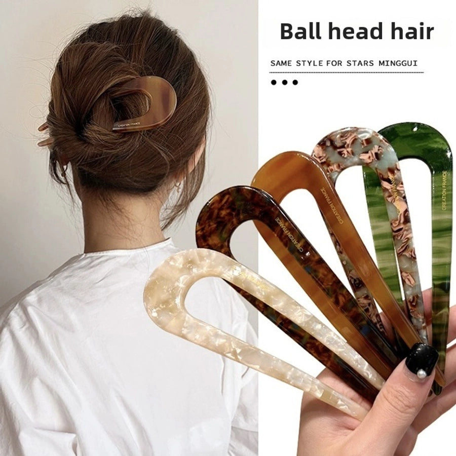 New Chinese style U-shaped hairpin female  new ball head updo artifact insert comb back head headdress fixed chopsticks
