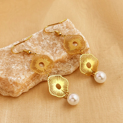 Jewelry Retro Bow Knot 304 Stainless Steel Gold Plated Plating Rings Earrings Jewelry Set