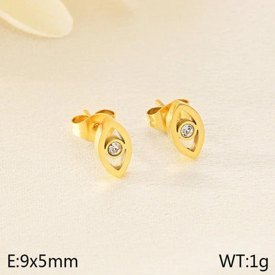 1 Pair Vintage Style Water Droplets Hollow Out Inlay 304 Stainless Steel Zircon 18K Gold Plated Ear Studs