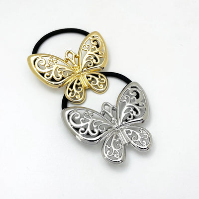 Women's Casual Elegant Sweet Butterfly Alloy Elastic Band Hollow Out Hair Tie