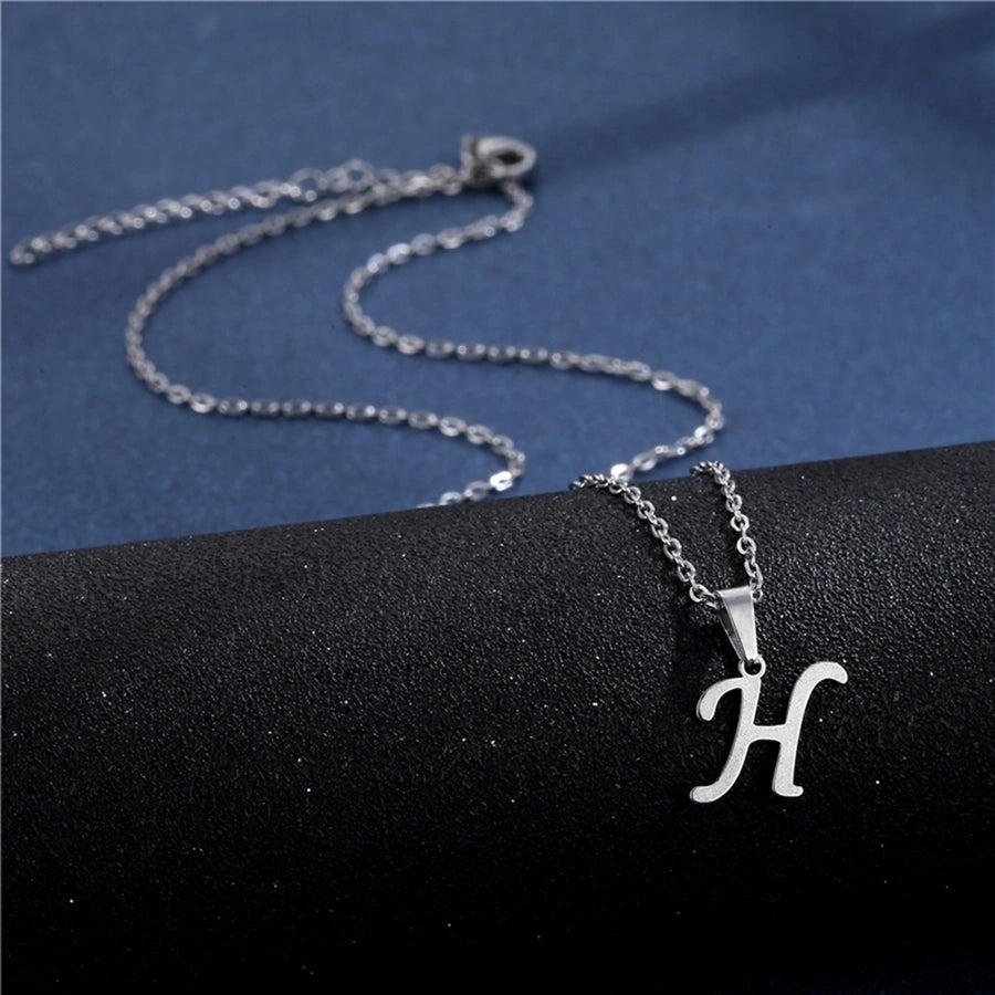 Jewelry Casual Simple Style Classic Style Letter 201 Stainless Steel Silver Plated Hollow Out Pendant Necklace