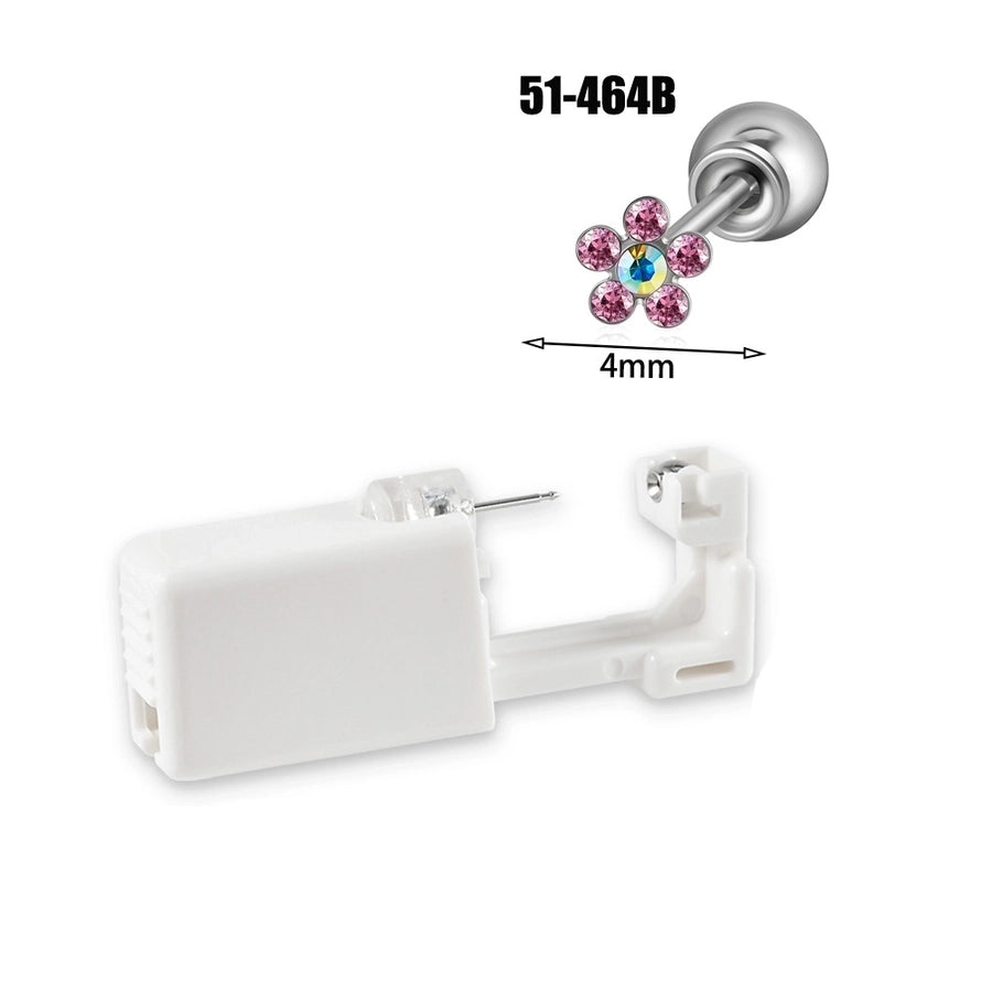 1 Piece Hawaiian Tropical Round Flower Butterfly Inlay 316 Stainless Steel  Zircon 24K Gold Plated Cartilage earrings