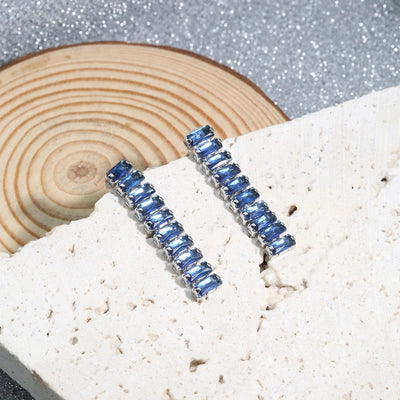 1 Pair Elegant Simple Style Commute Rectangle Plating Inlay Copper Zircon Ear Studs