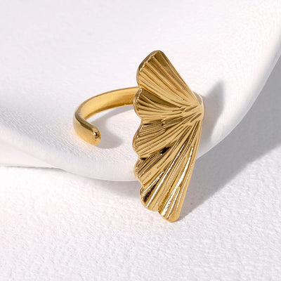 Jewelry Tropical Modern Style Simple Style Leaf 304 Stainless Steel 18K Gold Plated Enamel Stainless Steel Rings