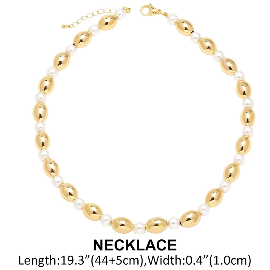 Copper 18K Gold Plated Oval Bracelets Necklace