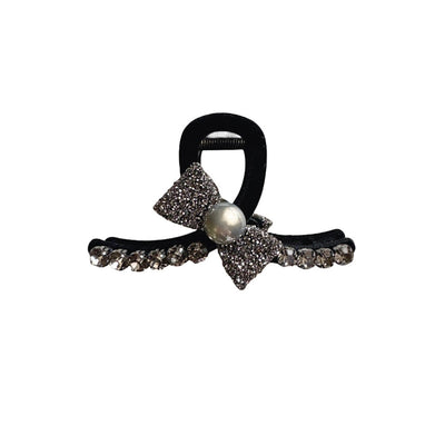 High-Grade Full Diamond Bow Hair Accessories Barrettes Women's Back Head Grip  Former Red Style Flocking Large Size Shark Clip