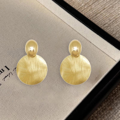1 Pair Elegant Round Plating 304 Stainless Steel 18K Gold Plated Drop Earrings