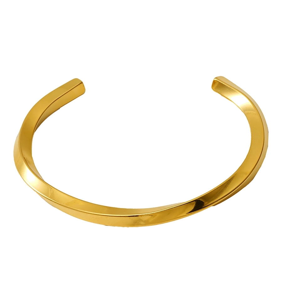 Elegant Romantic Geometric Solid Color 18K Gold Plated 304 Stainless Steel  Bangle