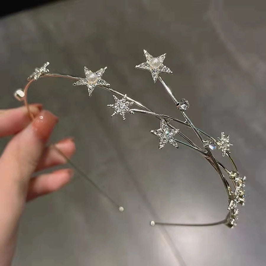 women's luxurious simple style star alloy plating inlay artificial rhinestones hair band
