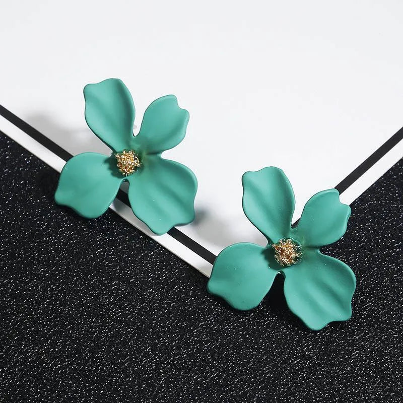 Flower Plating Alloy No Inlaid Stud Earrings