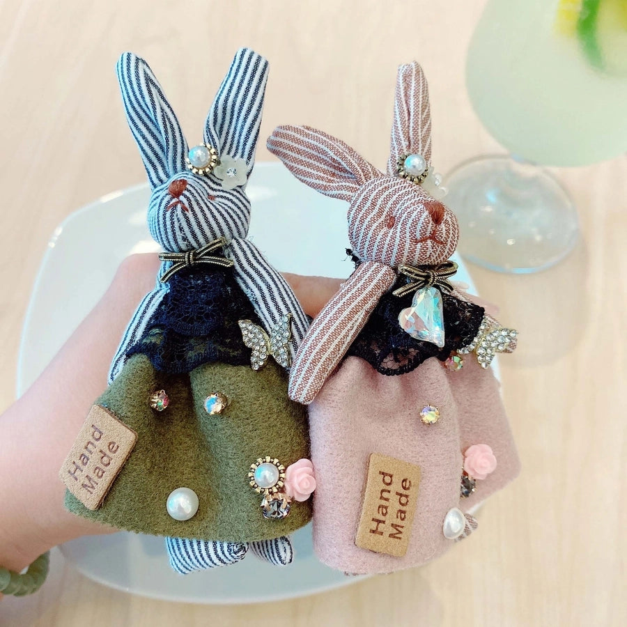 princess cute rabbit plastic cloth inlay rhinestones hair claws